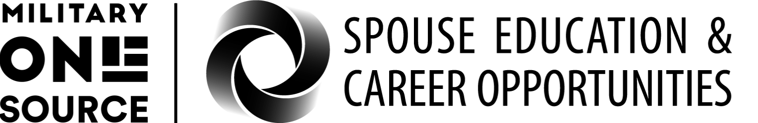 Black logo with text military one source spouse education and career opportunities